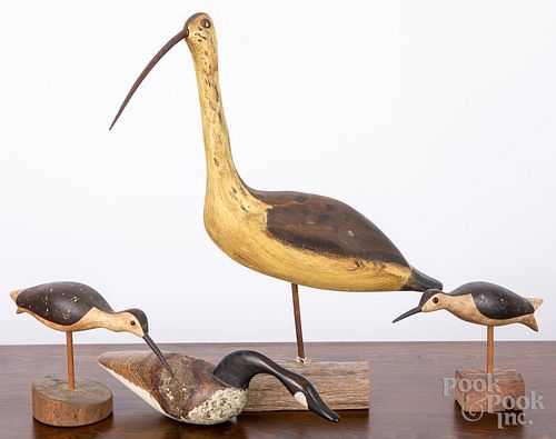 Three contemporary shorebird decoys