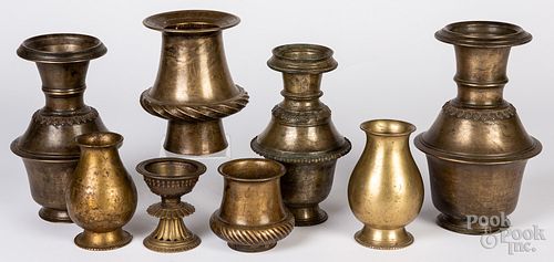 Eight Middle Eastern bronze vessels