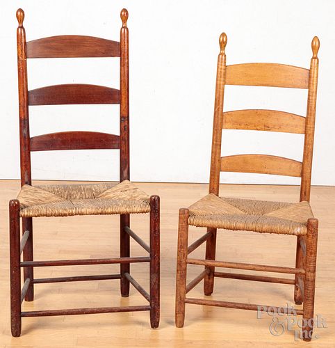 Two Shaker ladderback chairs, late 19th c.