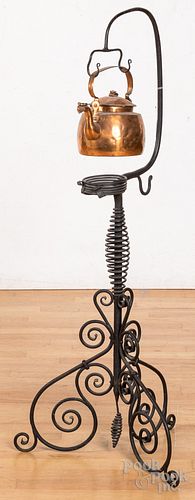 Wrought iron kettle stand, early 20th c.
