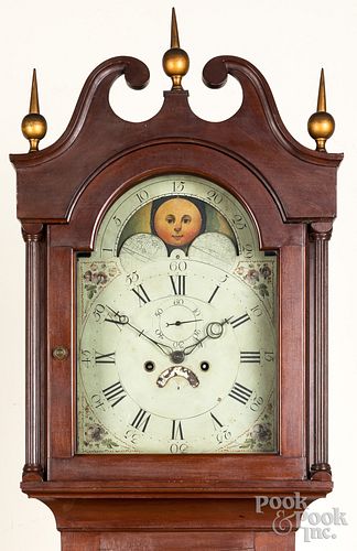 Federal cherry tall case clock, early 19th c.