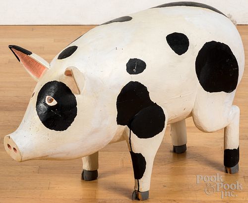 Mark Rogers carved and painted pig