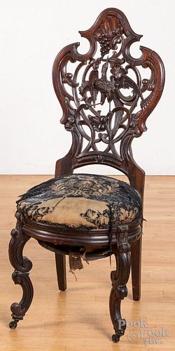 Victorian rosewood slipper chair.