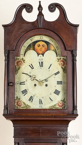 Pennsylvania Sheraton mahogany tall case clock