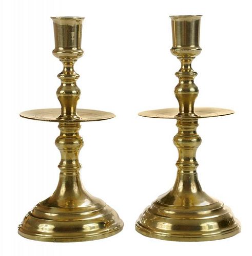 Pair Early Continental Brass