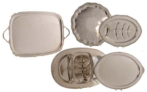 Five Silver-Plate Trays