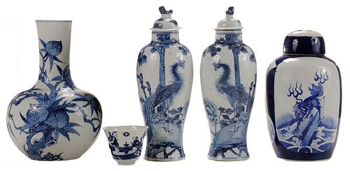 Four Blue and White Porcelain Vases