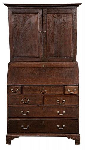 Chippendale Paneled Oak Desk and