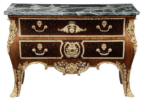 Louis XIV Style Marble-Top and Bronze-