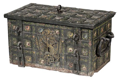 Baroque Painted Iron Strong Box
