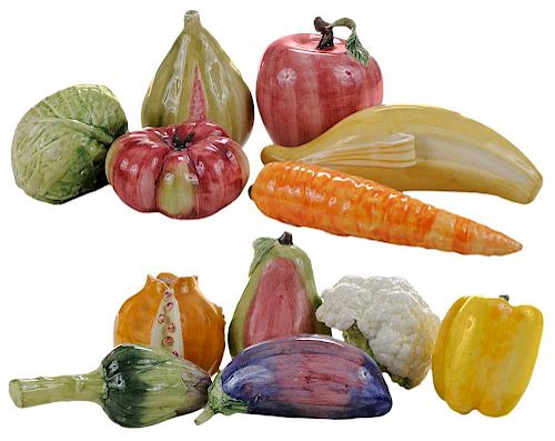 Collection of 17 Ceramic Fruits and