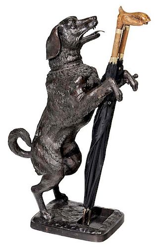 Bronze Dog-Form Umbrella Stand