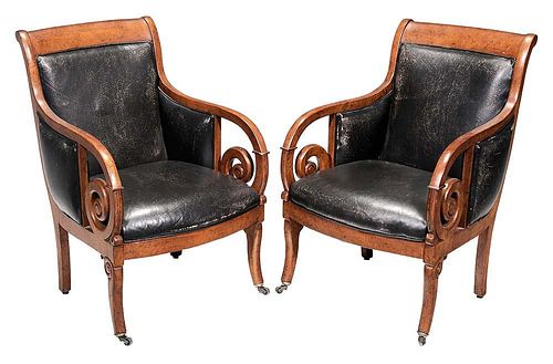 Pair William IV Style Carved Mahogany
