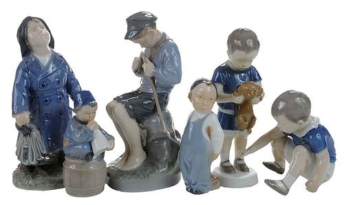 Six Danish Porcelain Figures of Boys