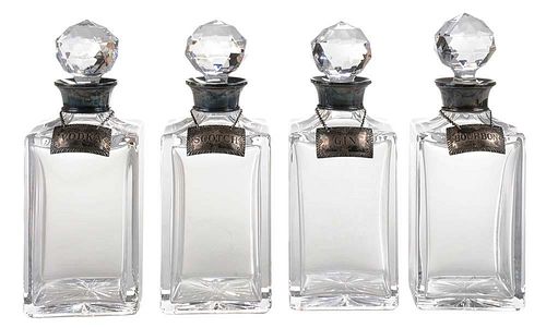 Four Venetian Style Crystal Decanters