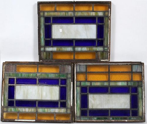 LEADED AND STAINED GLASS WINDOWS, THREE