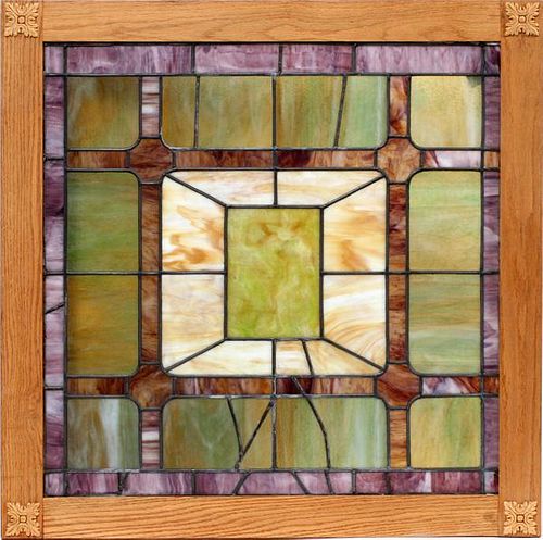LEADED AND STAINED GLASS PANEL