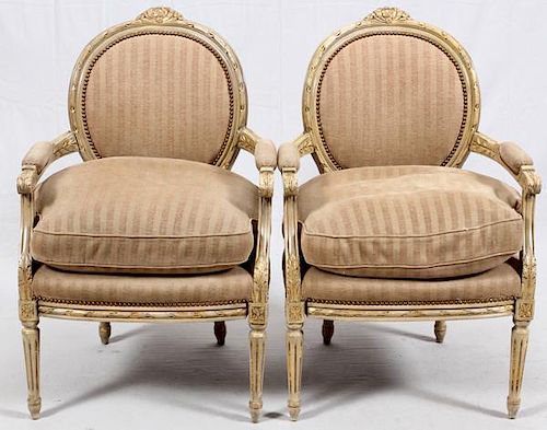 WILLIAM SWEITZER LOUIS XVI STYLE OPEN ARM CHAIRS