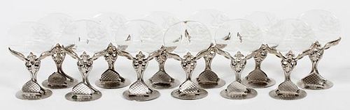 SILVER PLATE & CRYSTAL PLACE CARD HOLDERS