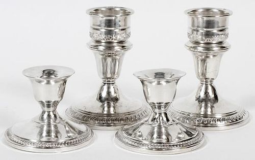 STERLING CANDLESTICKS TWO PAIRS