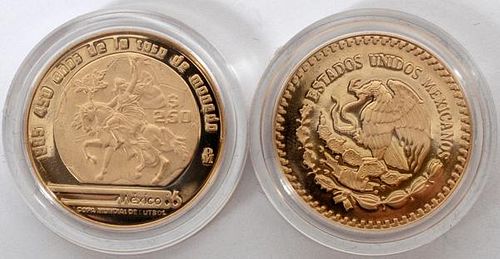 MEXICAN GOLD PASO PROOF COINS 1986 2 PIECES