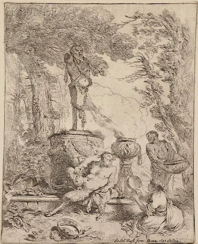 Giovanni Benedetto Castiglione (Italian, 1609-1664)      Bacchanale Before a Statue of the God Termine