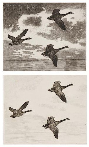 Frank Weston Benson (American, 1862-1951)      Two Impressions of Cloudy Dawn