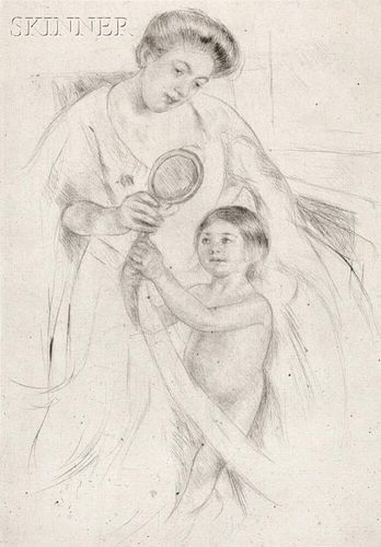 Mary Cassatt (American, 1844-1926)      Looking into the Hand Mirror No. 3