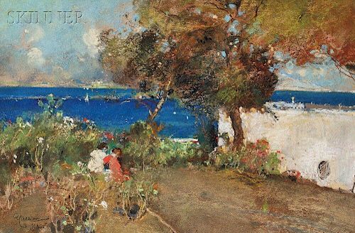 Giuseppe Casciaro (Italian, 1863-1945)      Children in a Garden in Capri
