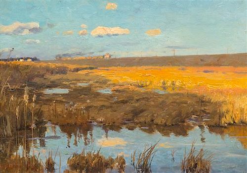 Hermann Hartwich, (American, 1853-1926), Train in the Marshes, 1893