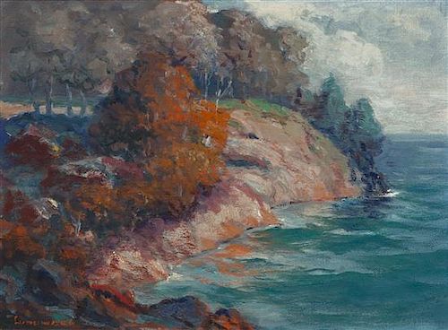 Leon Lundmark, (American, 1875-1942), Red Rocks from Presque Isle
