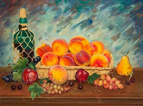 Macena Alberta Barton, (American, 1901–1986), Still Life with Basket of Peaches, 1967
