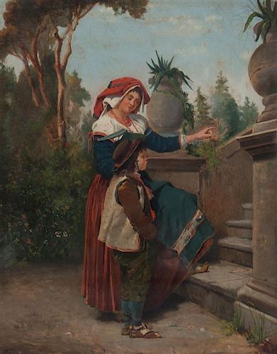 Giuseppe Palizzi, (Italian, 1812-1888), Donna e Bimba