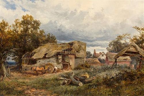 David Bates, (British, 1840-1921), Man Outside Cottage