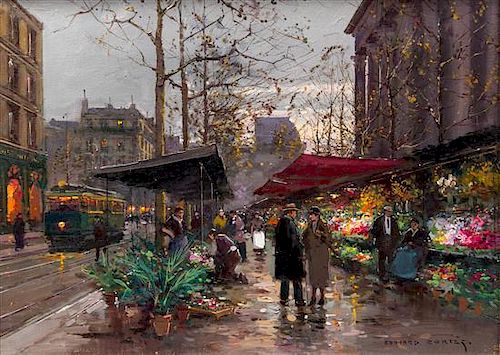 Edouard Leon Cortes, (French, 1882–1969), The Flower Market