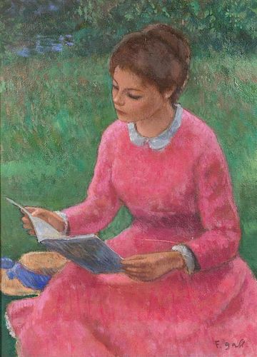 Francois Gall, (French, 1912-1987), Reading in a Field