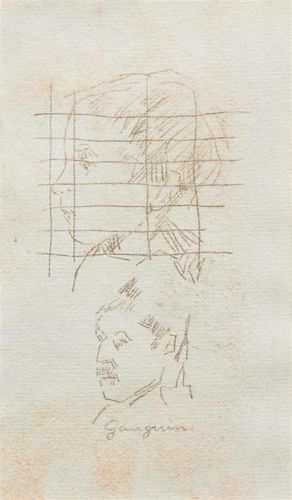 Attributed to Paul Gauguin, (French, 1848-1903), Self Portrait Study (double-sided Six Heads Study on verso)