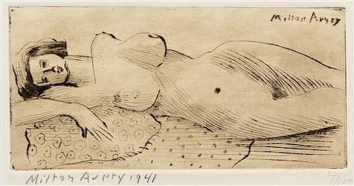 Milton Avery, (American, 1885-1965), Reclining Nude, 1941