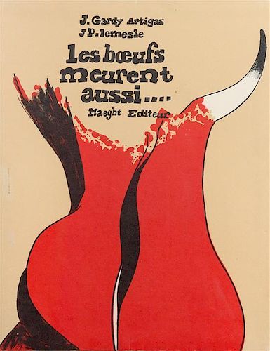 * Jose Gardy Artigas, (French, b. 1938), les boeufs meuarent aussi...., 1971 (portfolio consisting of 13 lithographs and pencil