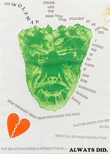 * Jim Dine, (American, b. 1935), Wolfman. Limited, signed.