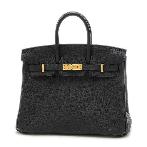 Hermes Birkin 25 Women's Togo Leather Handbag Black
