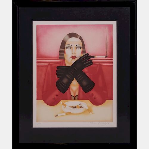 Shimon Okshteyn (b. 1951) Smoking Lady, Serigraph,
