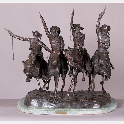 After Frederic Remington (1861-1909) Coming Thru the Rye, Bronze,