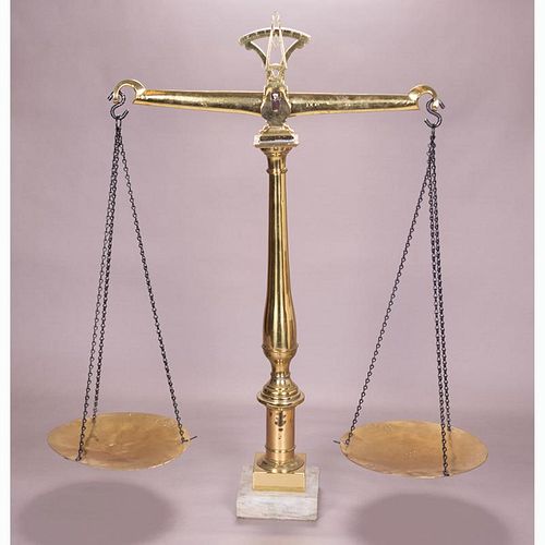A Large Continental Brass Balance, 19th Century,