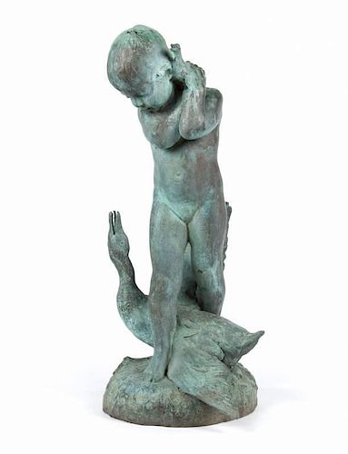 Edward Berge. "Duck Mother," bronze fountain