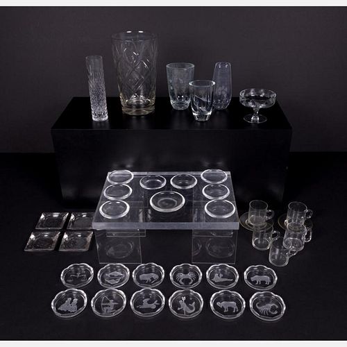 A Miscellaneous Collection of Crystal and Glass Decorative and Serving Items by Various Makers, 20th Century,