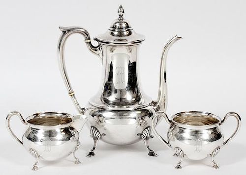 M. FRED HIRSCH CO. STERLING COFFEE SET THREE PIECES
