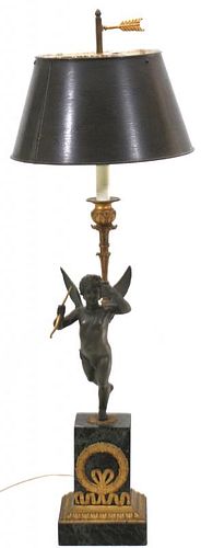FRENCH BRONZE & MARBLE FIGURAL TABLE LAMP