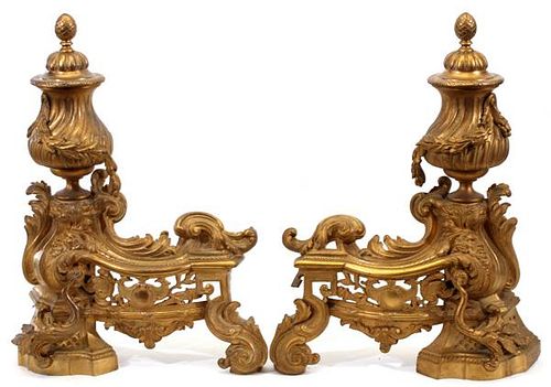 FRENCH D'ORE BRONZE CHENETS PAIR