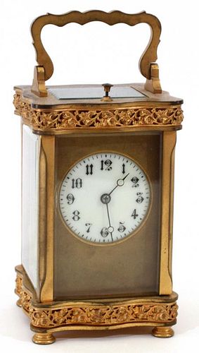FRENCH BRONZE CARRIAGE CLOCK EARLY 20TH C.